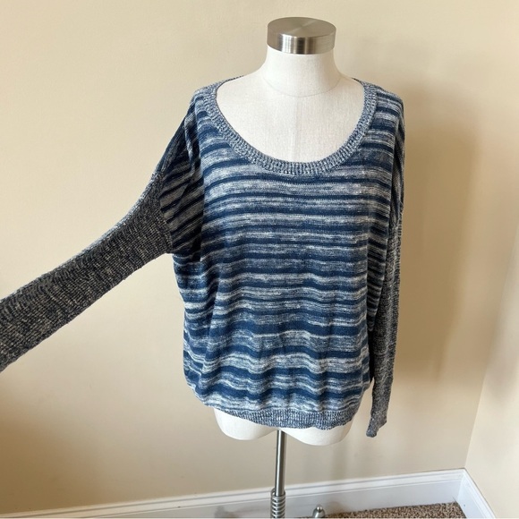 Eileen Fisher organic linen stripe scoop neck sweater 17820 - Picture 3 of 8